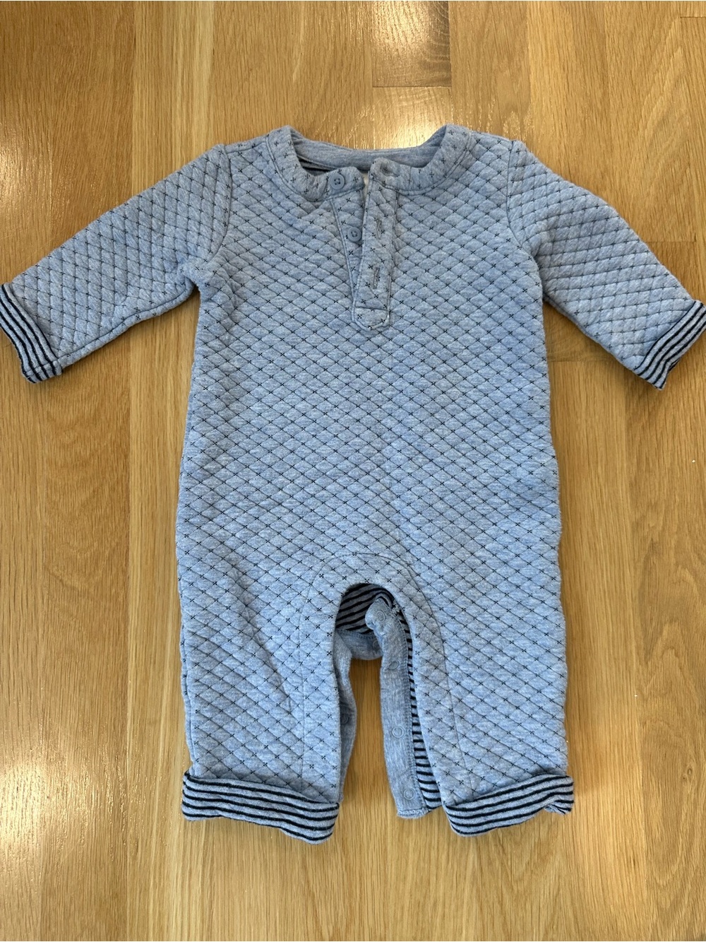 Janie and Jack Baby Quilted Light Blue One-Piece Romper, 3-6 Months